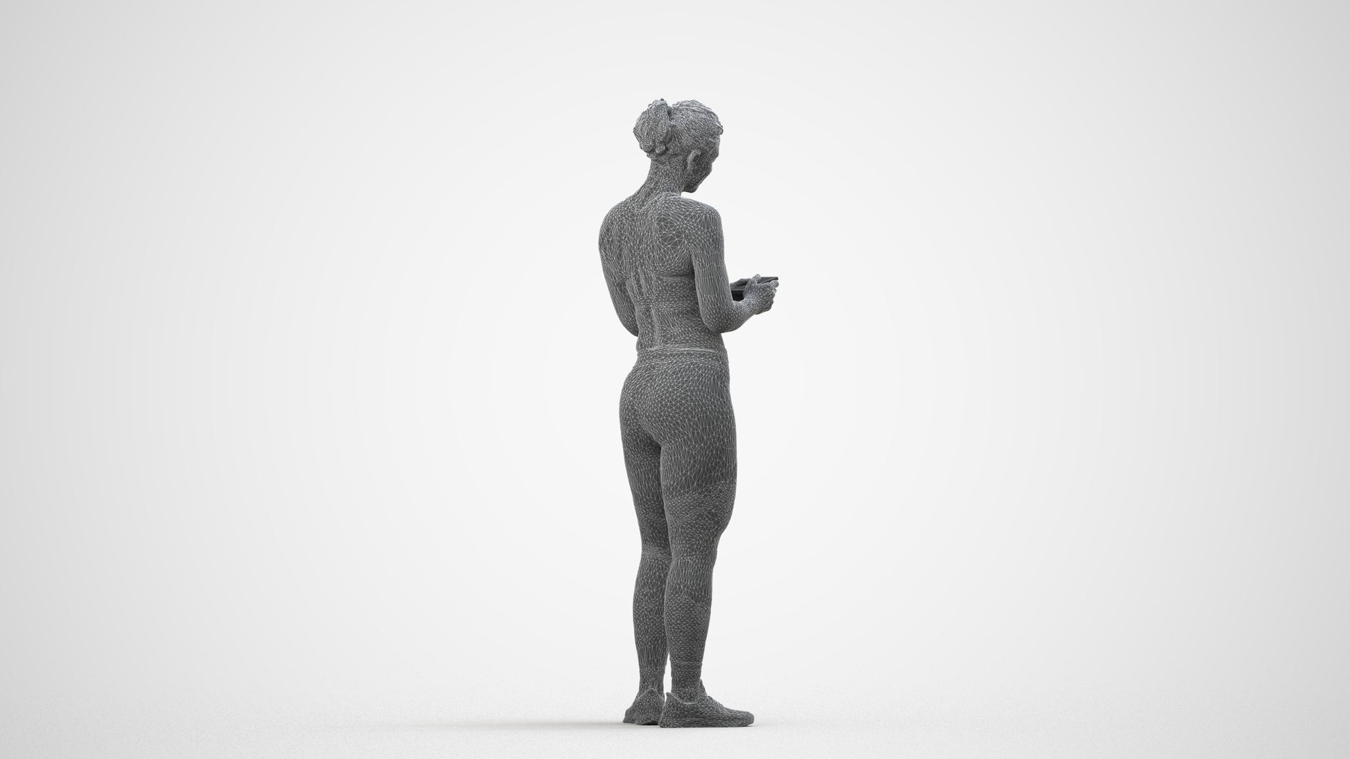 scanned 3D woman sport, photogrammetry people for Enscape and V-Ray, wireframe side view