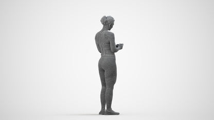scanned 3D woman sport, photogrammetry people for Enscape and V-Ray, wireframe side view