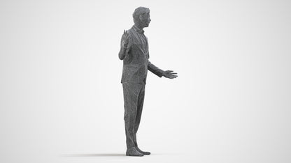 photogrammetry 3D man business, realistic human model archviz FBX, wireframe side view