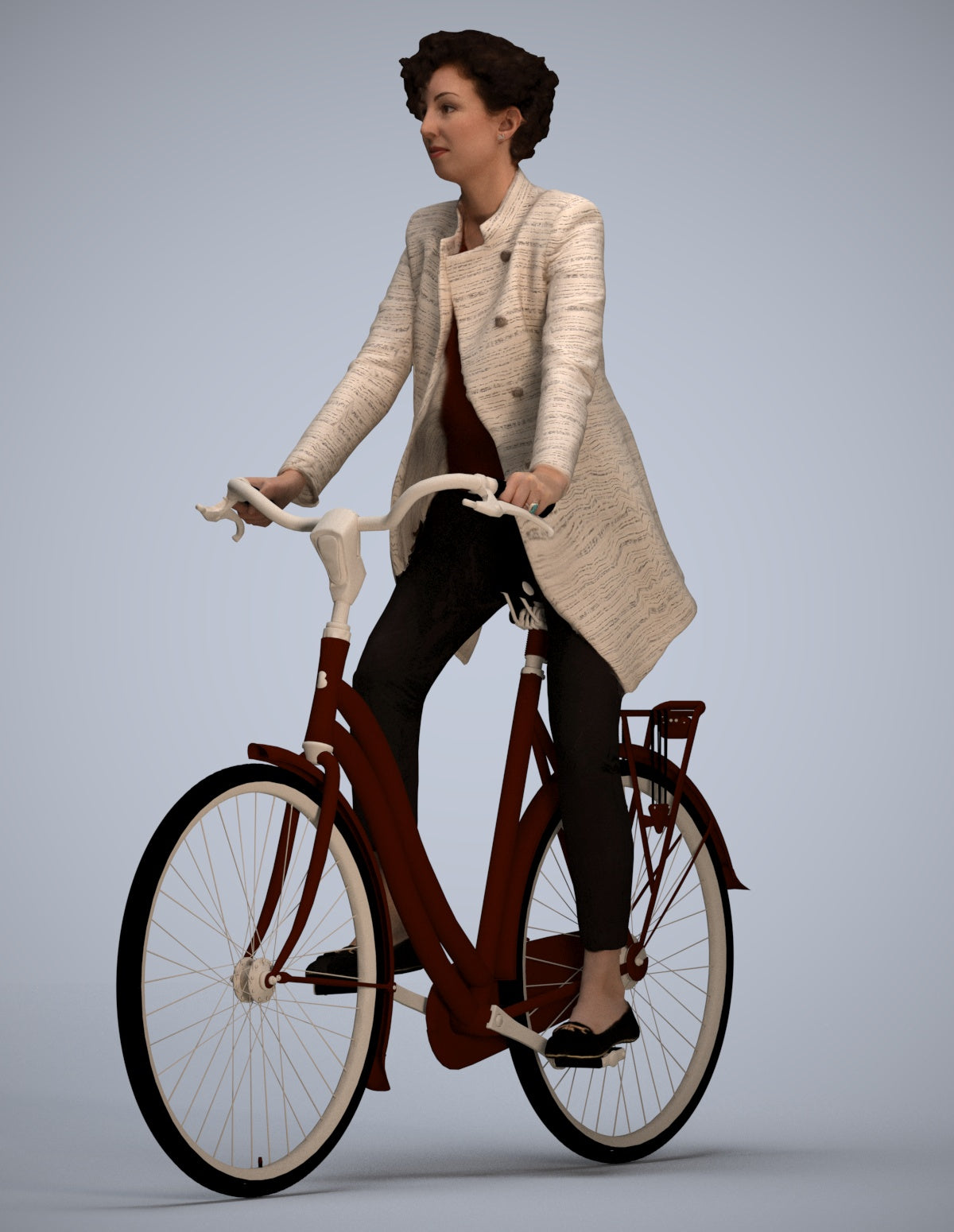 realistic 3D people woman business cycling, render-ready for V-Ray and Corona, FBX OBJ