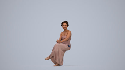 photogrammetry 3D woman casual sitting, realistic human model archviz FBX, top-down view render