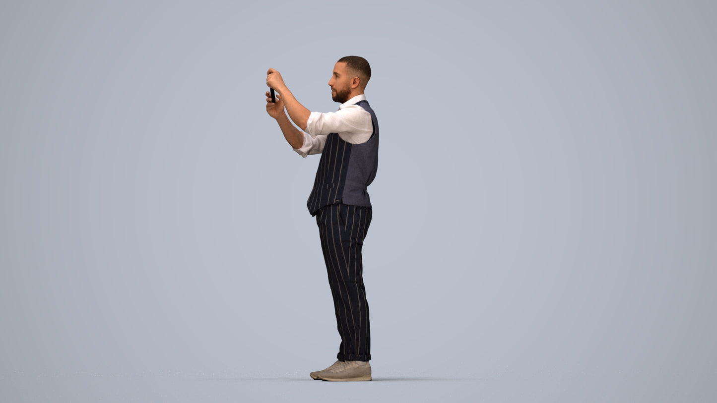 realistic 3D man business, scanned archviz people for Blender and 3ds Max, top-down view render