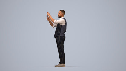 realistic 3D man business, scanned archviz people for Blender and 3ds Max, top-down view render