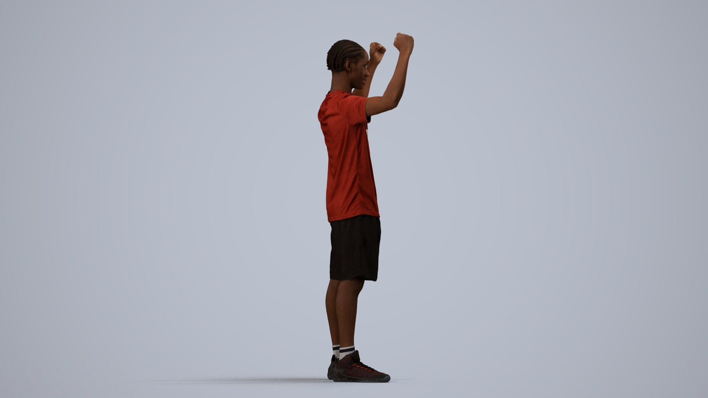 realistic 3D boy sport, scanned archviz people for Blender and 3ds Max, side view render
