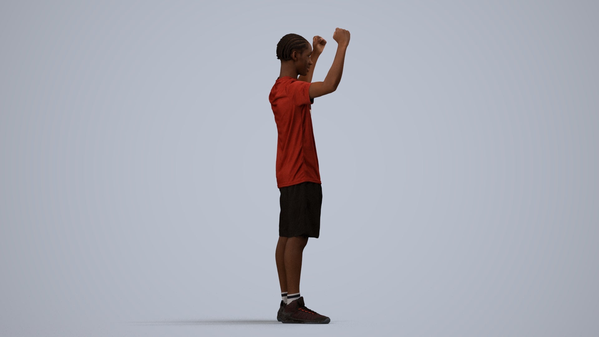 realistic 3D boy sport, scanned archviz people for Blender and 3ds Max, side view render