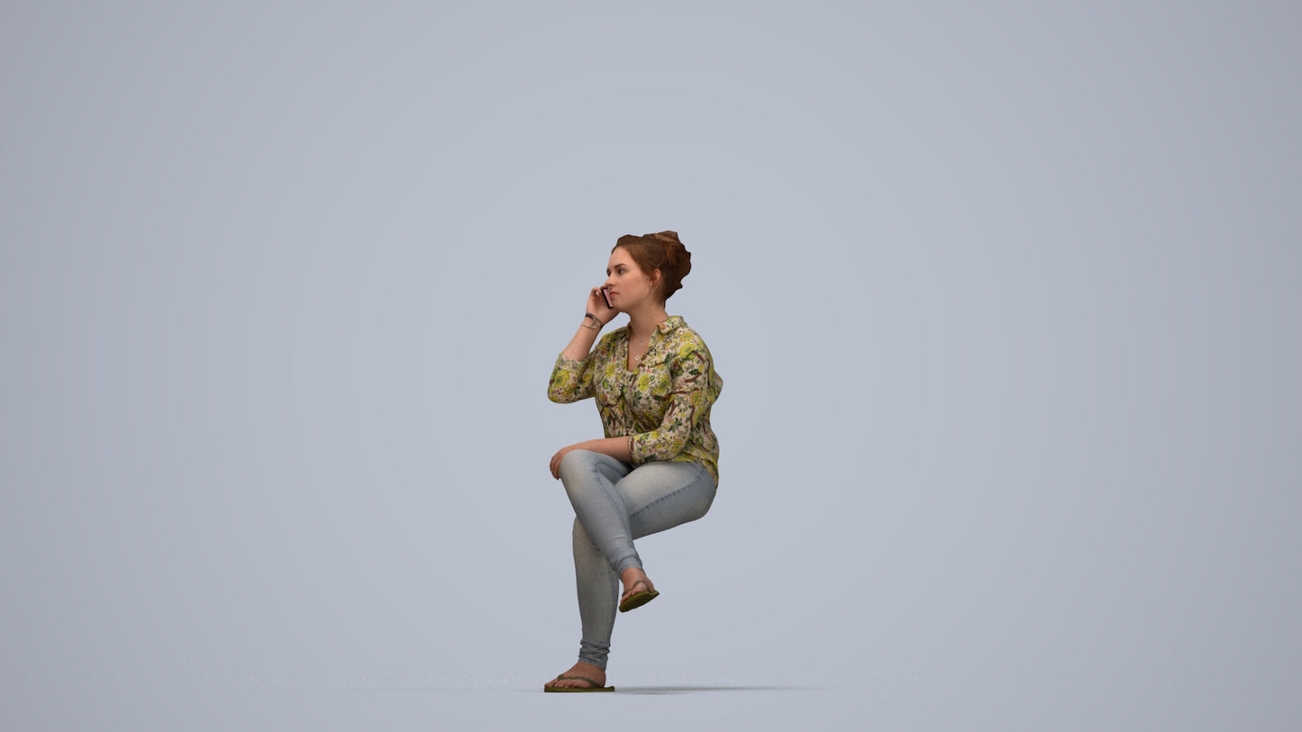 3D scanned boy sitting casual, photorealistic archviz people for Enscape and SketchUp, top-down view render