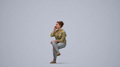 3D scanned boy sitting casual, photorealistic archviz people for Enscape and SketchUp, top-down view render