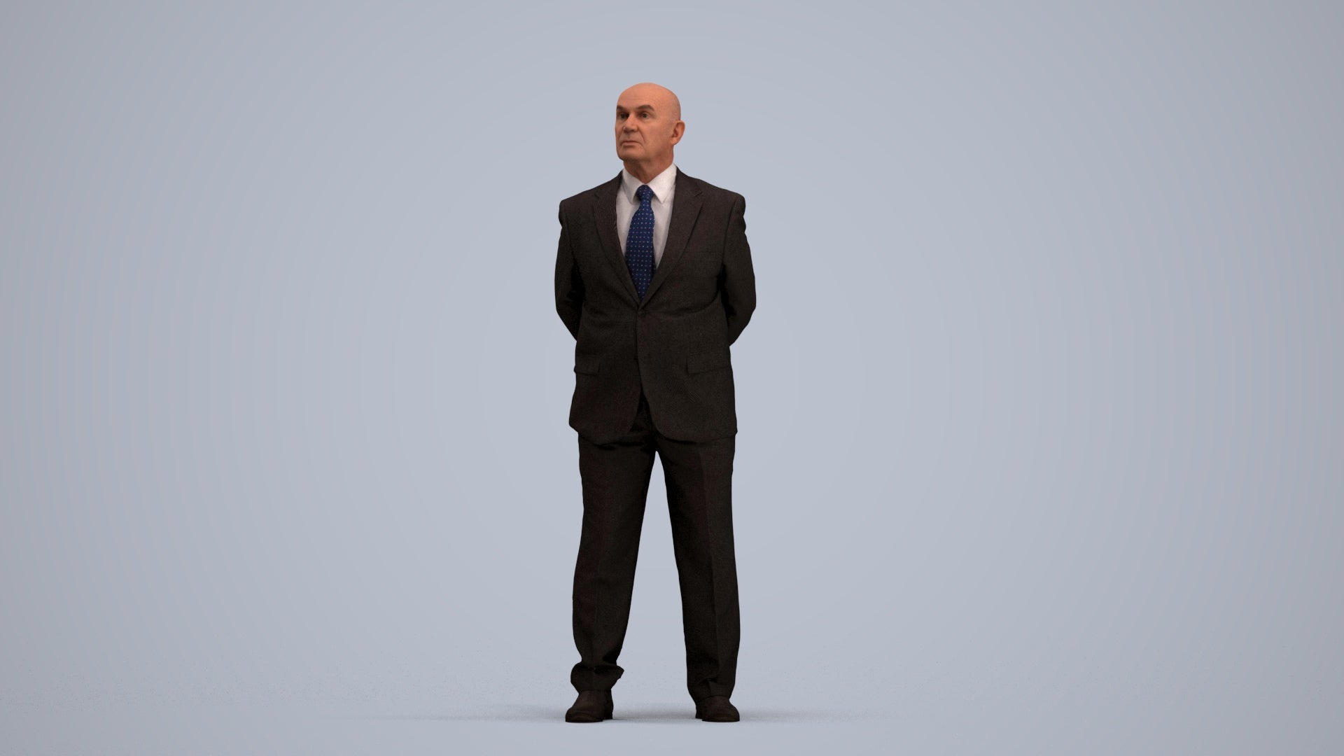 3D people model senior man business mix, scanned human for 3ds Max rendering, standing pose render