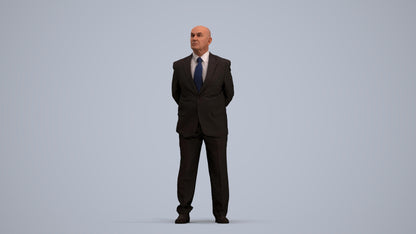 3D people model senior man business mix, scanned human for 3ds Max rendering, standing pose render