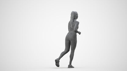 scanned 3D woman sport, photogrammetry people for Enscape and V-Ray, wireframe side view
