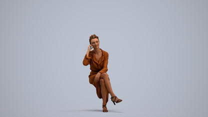 realistic 3D woman casual sitting, scanned archviz people for Blender and 3ds Max, standing pose render