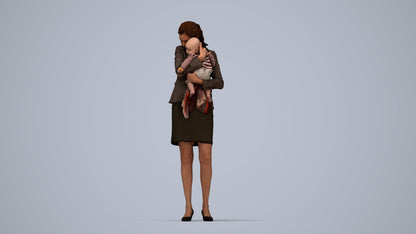 3D scanned girl kids business, photorealistic archviz people for Enscape and SketchUp, back view render