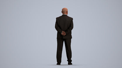 3D people model senior man business mix, scanned human for 3ds Max rendering, front view render