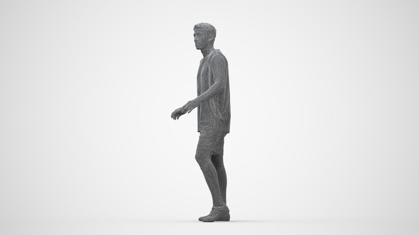photogrammetry 3D man sport, realistic human model archviz FBX, wireframe back view