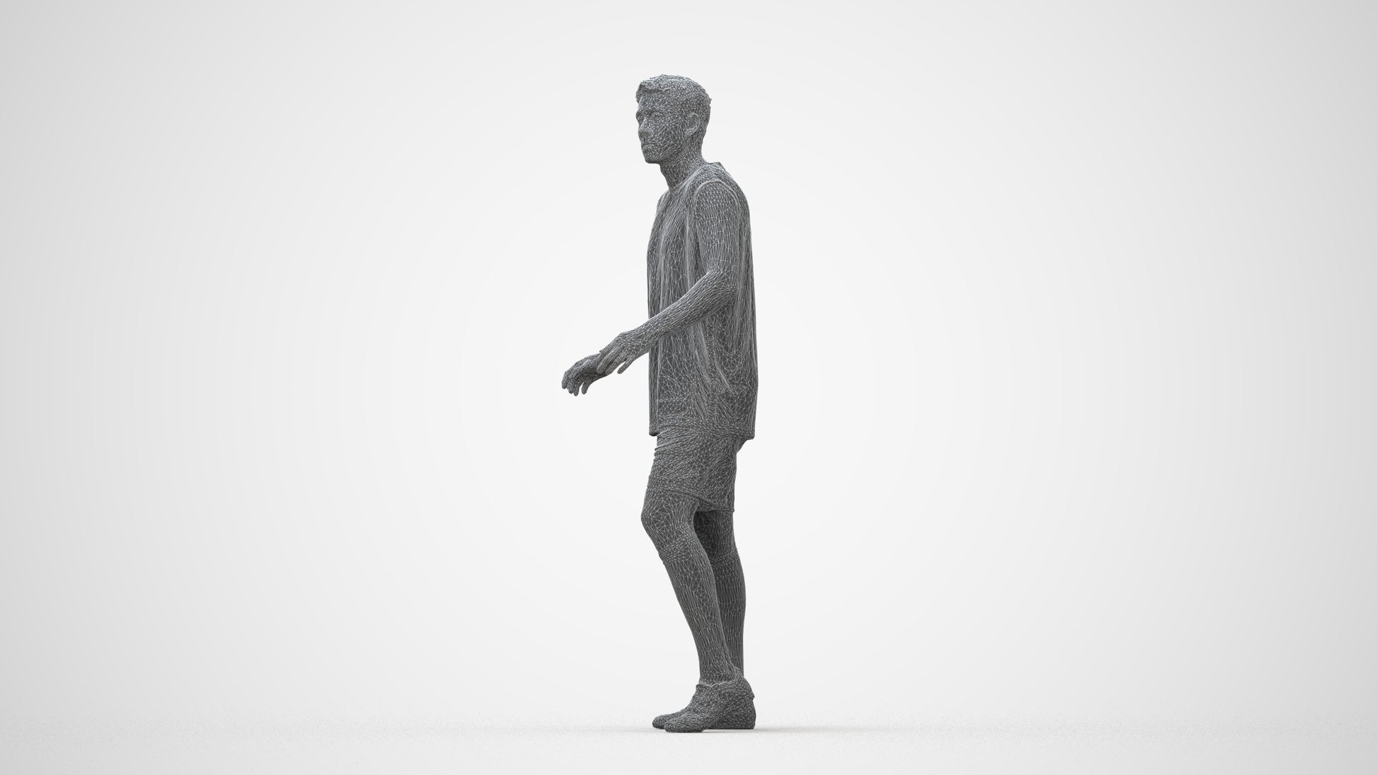 photogrammetry 3D man sport, realistic human model archviz FBX, wireframe back view
