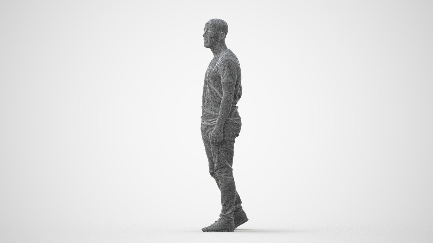 scanned 3D man casual walking, photogrammetry people for Enscape and V-Ray, square thumbnail
