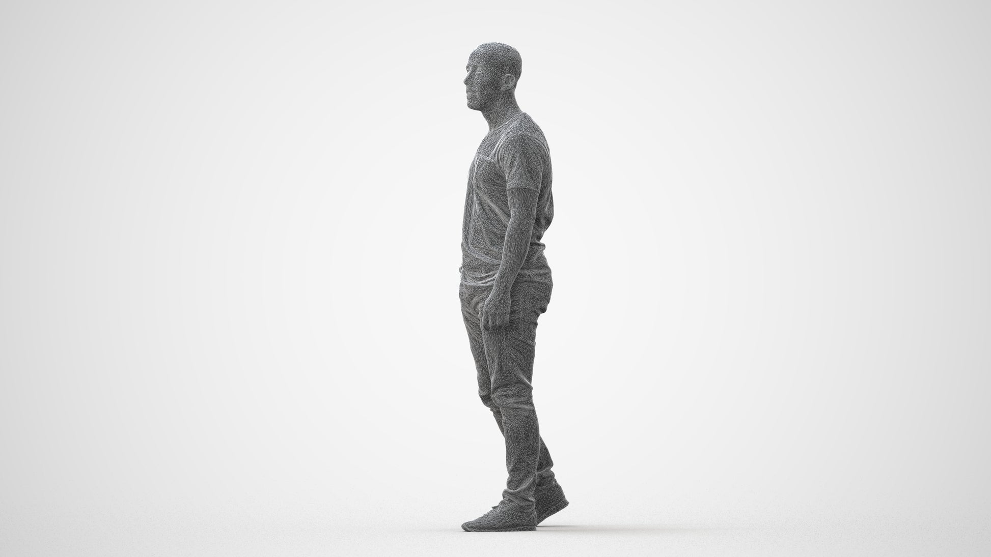 scanned 3D man casual walking, photogrammetry people for Enscape and V-Ray, square thumbnail