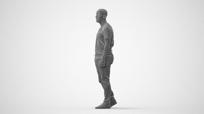 scanned 3D man casual walking, photogrammetry people for Enscape and V-Ray, square thumbnail