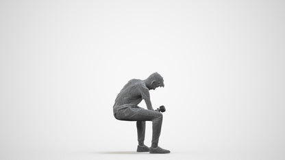 photogrammetry 3D man casual sport, realistic human model archviz FBX, wireframe side view