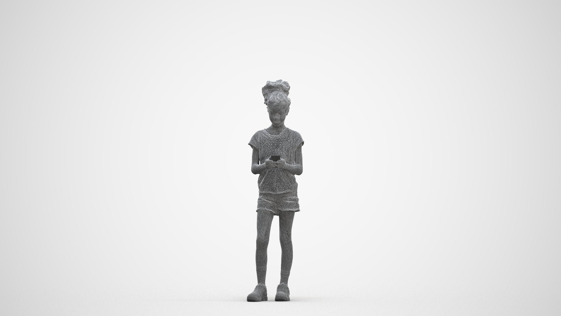photogrammetry 3D girl casual kids, realistic human model archviz FBX, three-quarter front view render