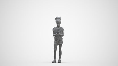photogrammetry 3D girl casual kids, realistic human model archviz FBX, three-quarter front view render