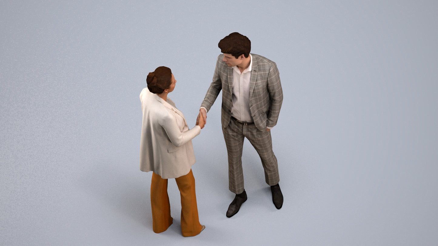 photogrammetry 3D woman business, realistic human model archviz FBX, back view render