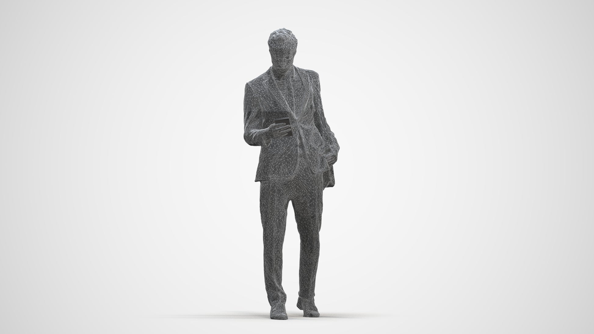 3D scanned man business formal, photorealistic archviz people for Enscape and SketchUp, three-quarter front view render