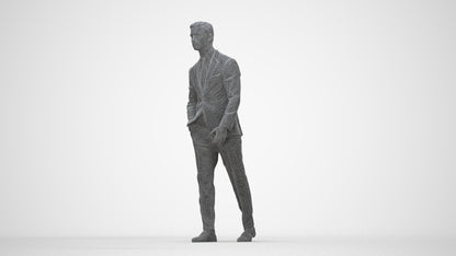 scanned 3D man business, photogrammetry people for Enscape and V-Ray, wireframe back view