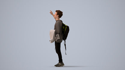 3D people model man casual standing, scanned human for 3ds Max rendering, three-quarter view render