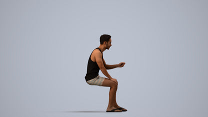 realistic 3D people man casual sitting, render-ready for V-Ray and Corona, FBX OBJ, side view render