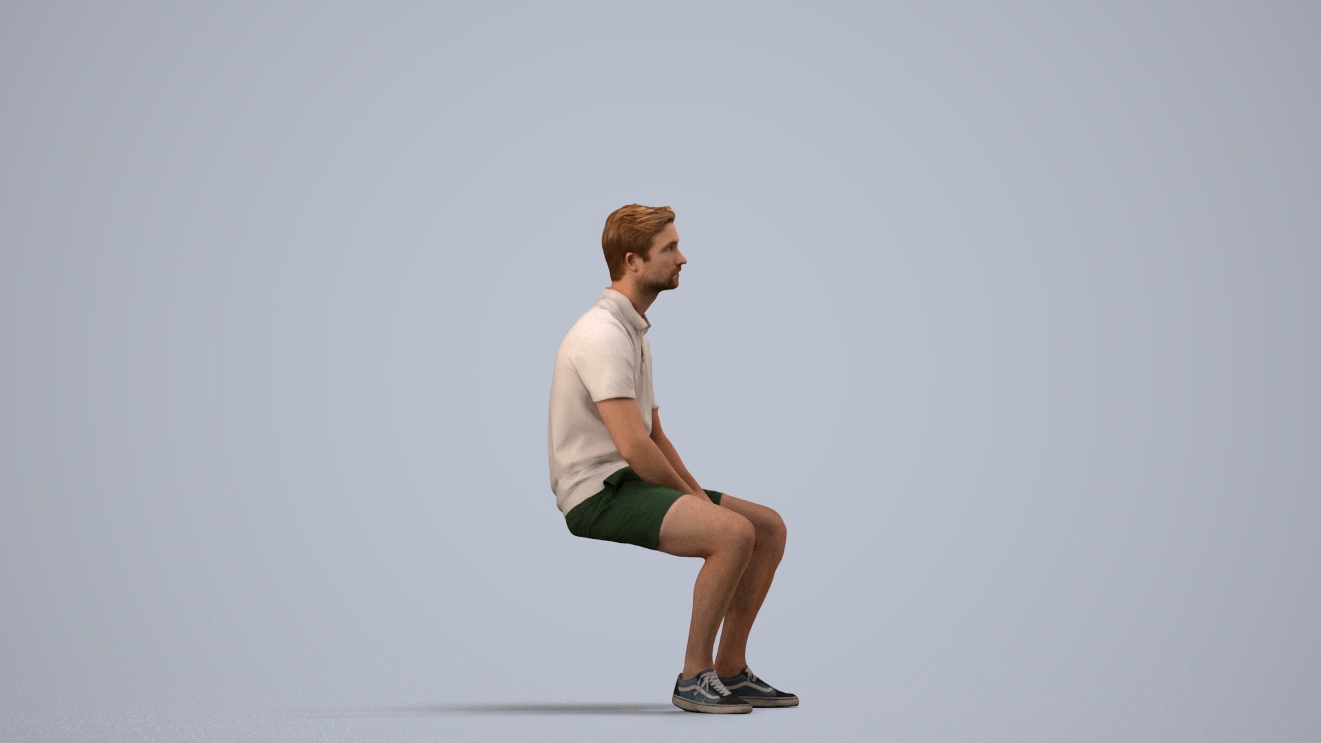 realistic 3D people man casual sitting, render-ready for V-Ray and Corona, FBX OBJ, side view render