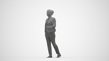 scanned 3D woman business walking, photogrammetry people for Enscape and V-Ray, wireframe back view