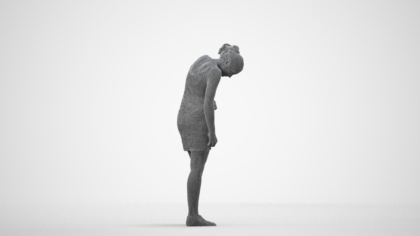 realistic 3D human girl casual kids, archviz people FBX OBJ for Blender, wireframe side view