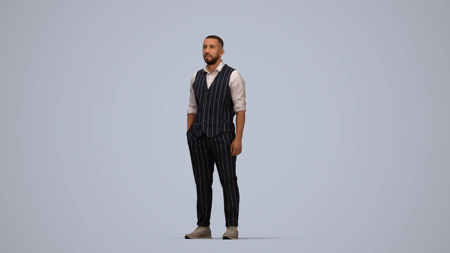 realistic 3D people man business, render-ready for V-Ray and Corona, FBX OBJ, top-down view render