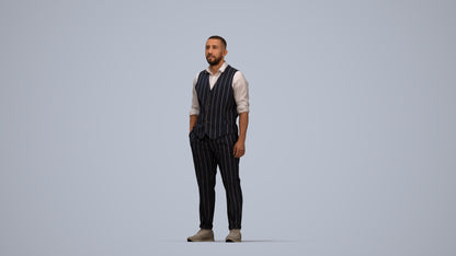 realistic 3D people man business, render-ready for V-Ray and Corona, FBX OBJ, top-down view render