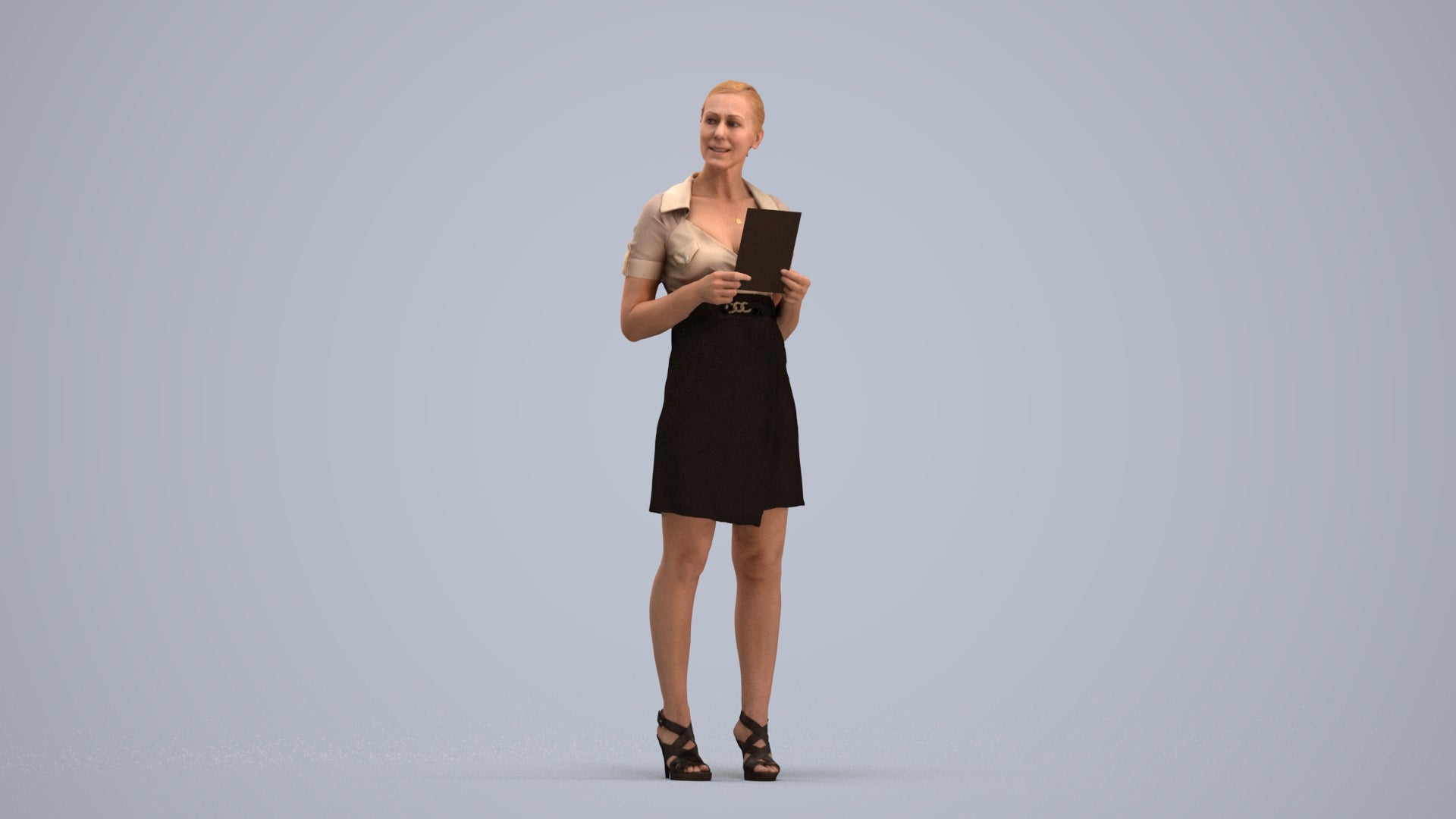 3D people model woman business standing, scanned human for 3ds Max rendering, standing pose render