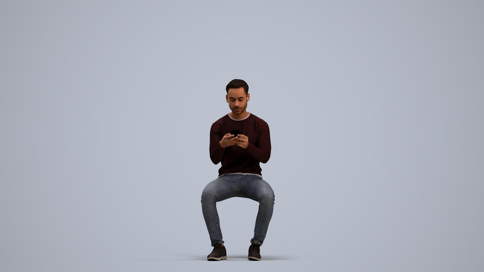 photogrammetry 3D man casual sitting, realistic human model archviz FBX, standing pose render