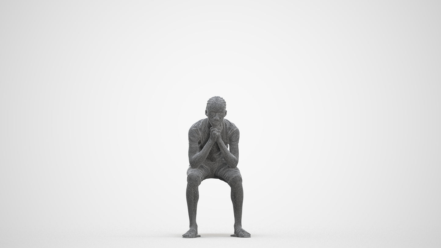 3D human model boy casual kids, photogrammetry scanned person for archviz, three-quarter front view render