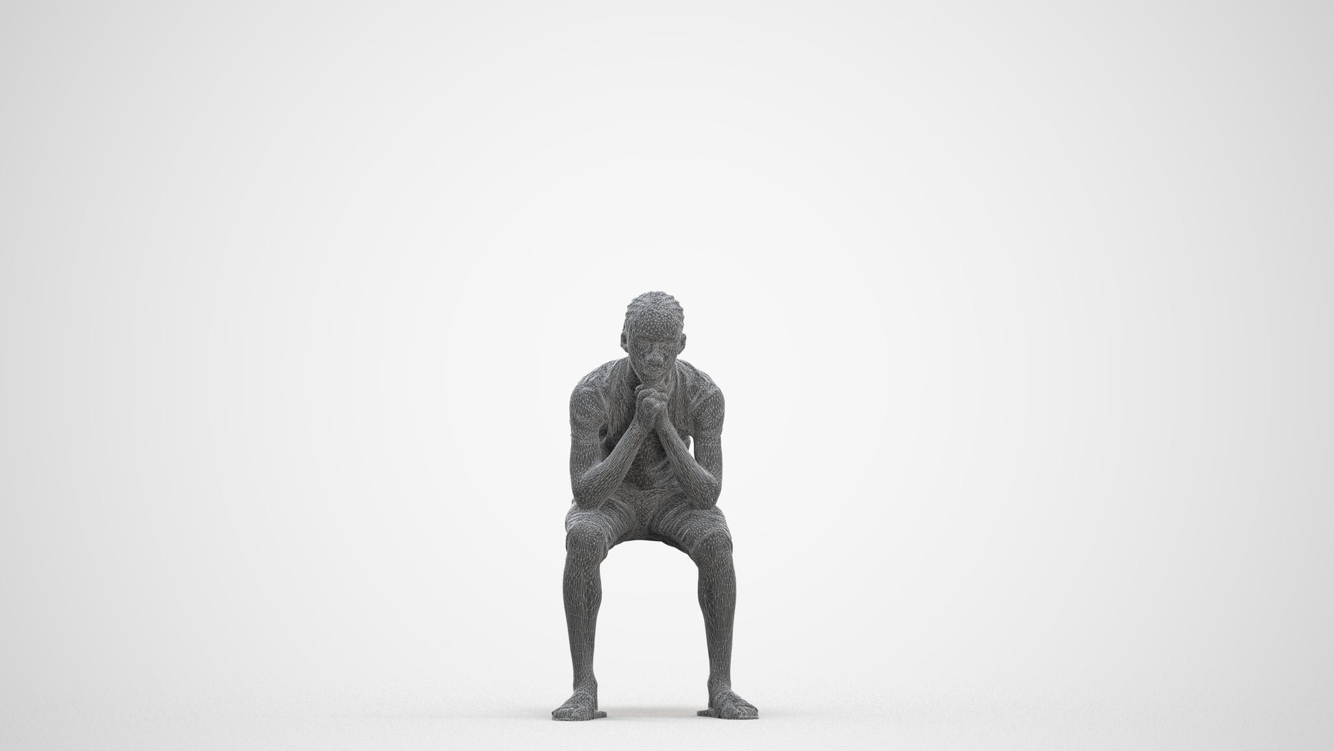 3D human model boy casual kids, photogrammetry scanned person for archviz, three-quarter front view render