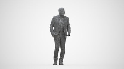 scanned 3D man business walking, photogrammetry people for Enscape and V-Ray, wireframe back view