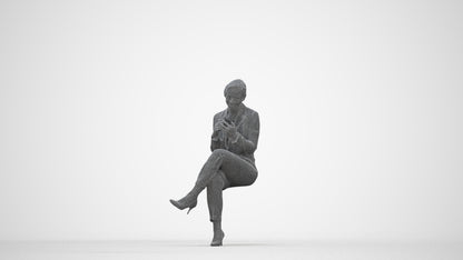 realistic 3D human woman business, archviz people FBX OBJ for Blender, wireframe back view