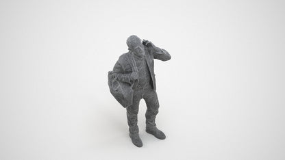 3D people model senior man casual standing, scanned human for 3ds Max rendering, wireframe three-quarter view