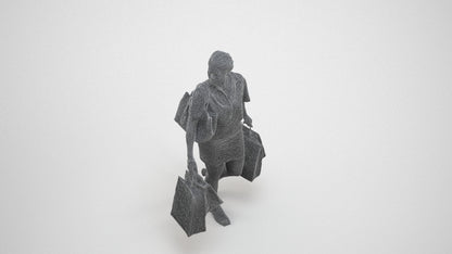 realistic 3D woman casual shopping, scanned archviz people for Blender and 3ds Max, wireframe three-quarter view