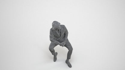 realistic 3D human man business, archviz people FBX OBJ for Blender, wireframe three-quarter view