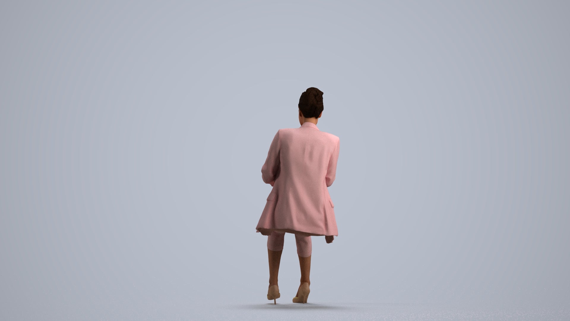 photogrammetry 3D woman business sitting, realistic human model archviz FBX, front view render