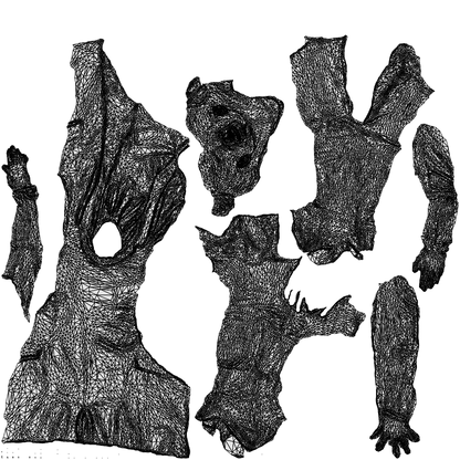 realistic 3D people woman business standing, render-ready for V-Ray and Corona, FBX OBJ, wireframe top-down view