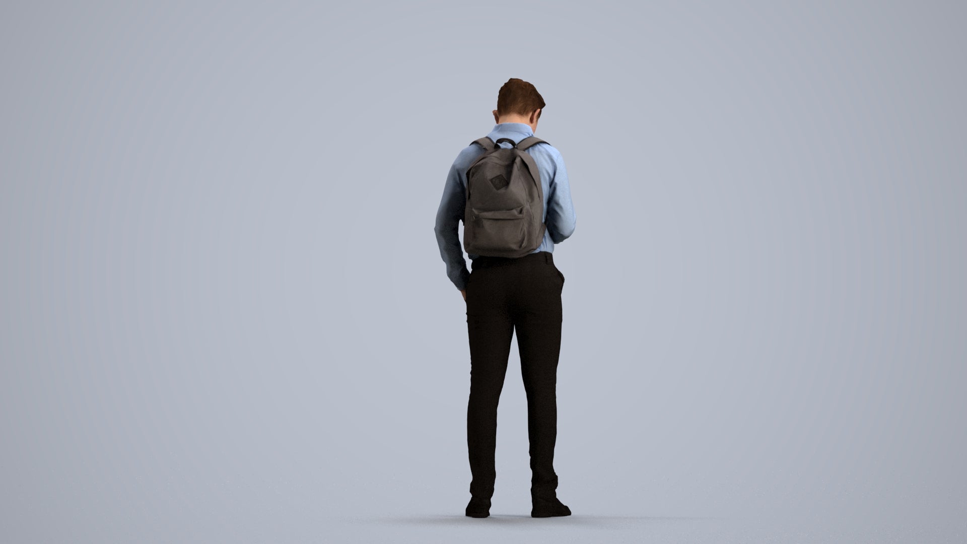3D people model boy kids, scanned human for 3ds Max rendering, front view render