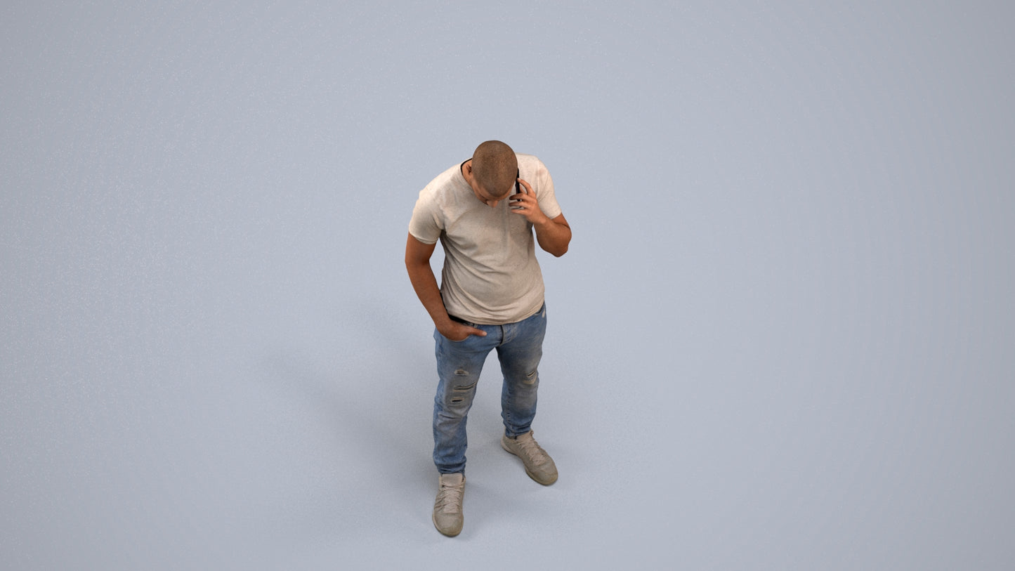 realistic 3D people man casual standing, render-ready for V-Ray and Corona, FBX OBJ, back view render