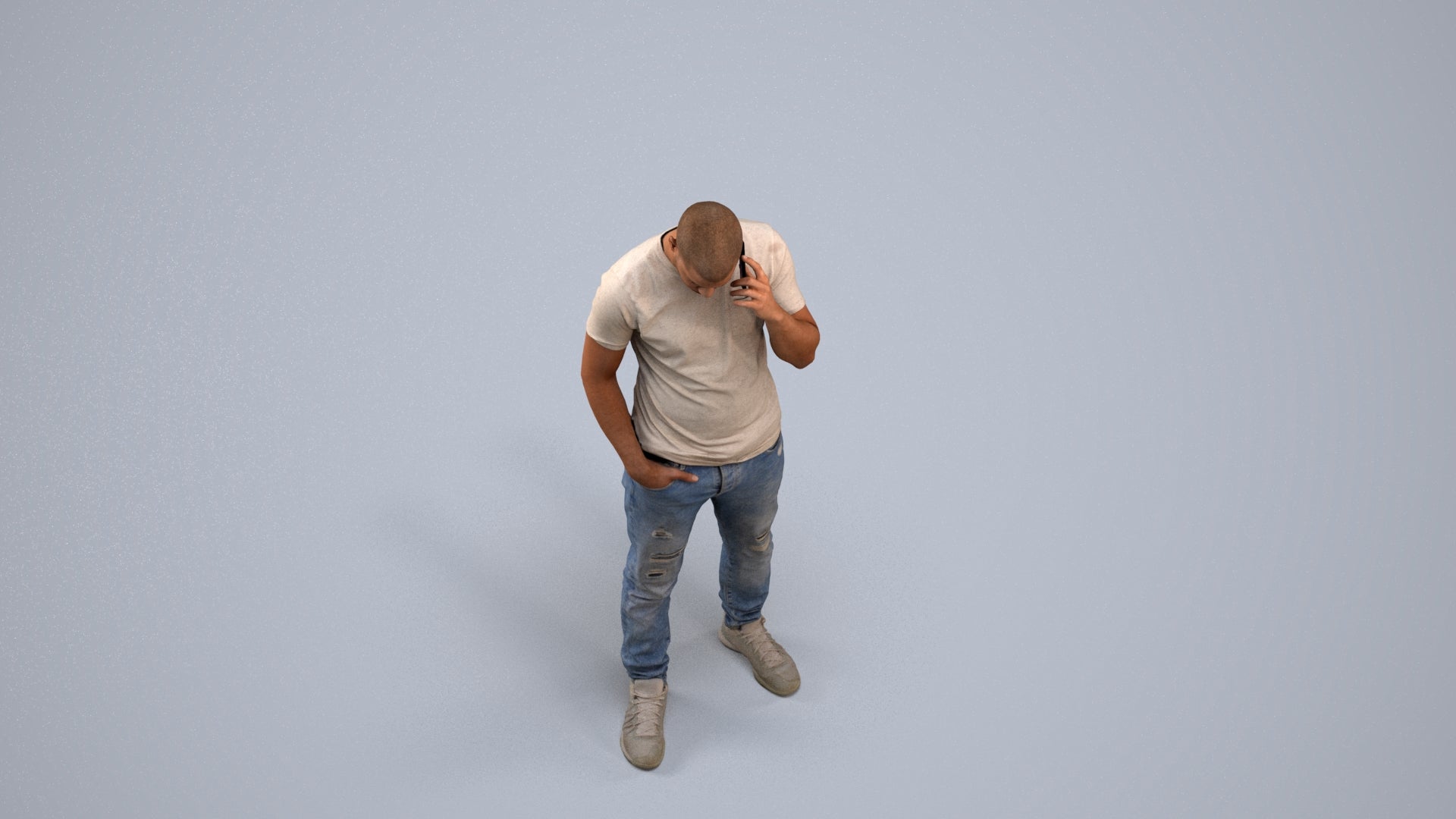 realistic 3D people man casual standing, render-ready for V-Ray and Corona, FBX OBJ, back view render