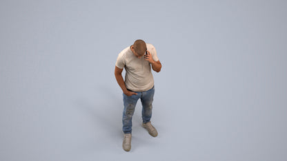 realistic 3D people man casual standing, render-ready for V-Ray and Corona, FBX OBJ, back view render